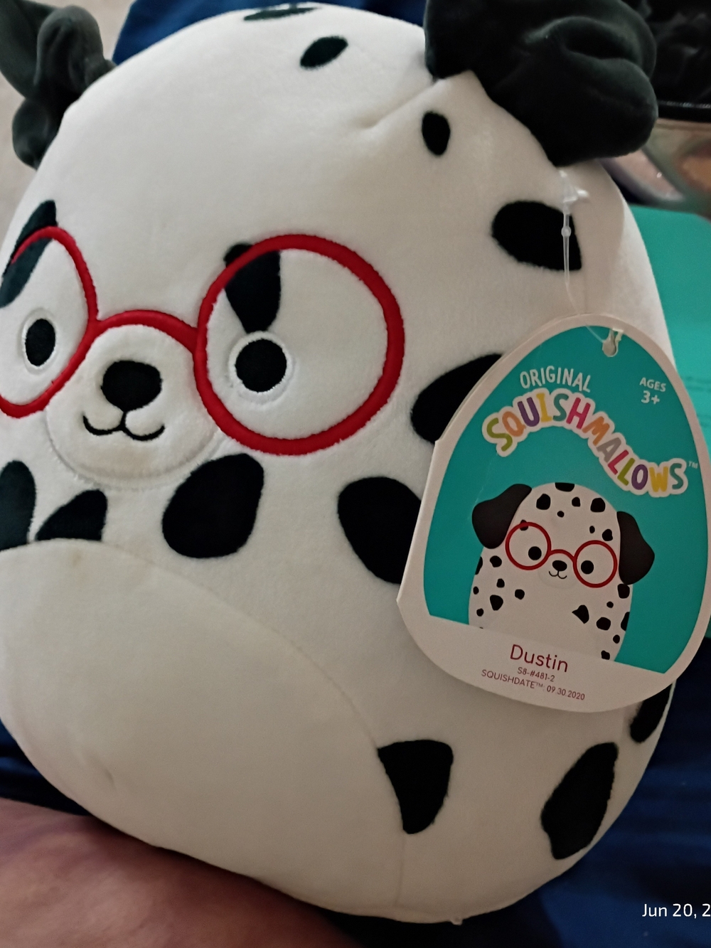 Dustin Squishmallows White Plush with Black Spots